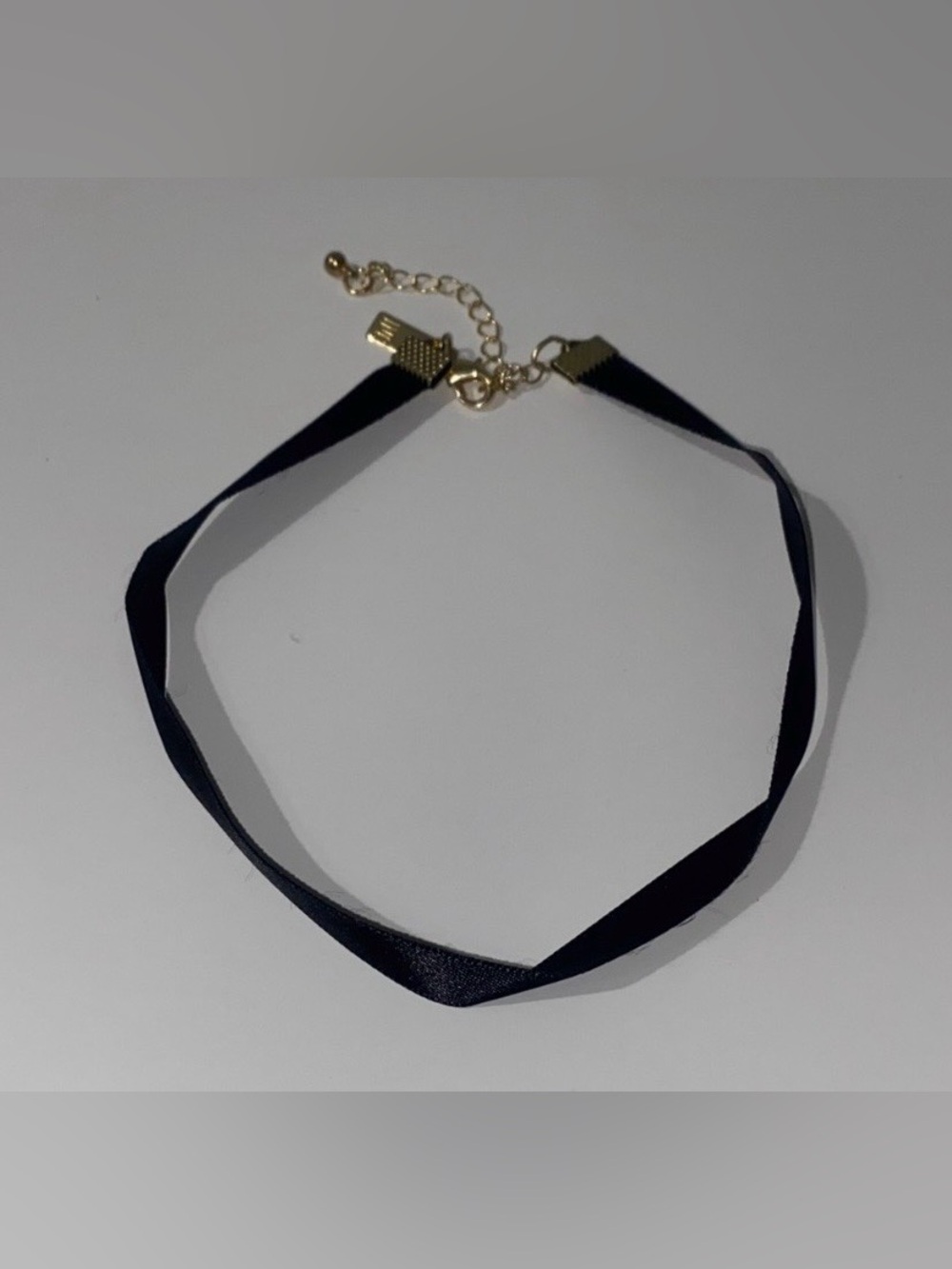 INC International Concepts Black Ribbon and Gold Tone Choker Necklace